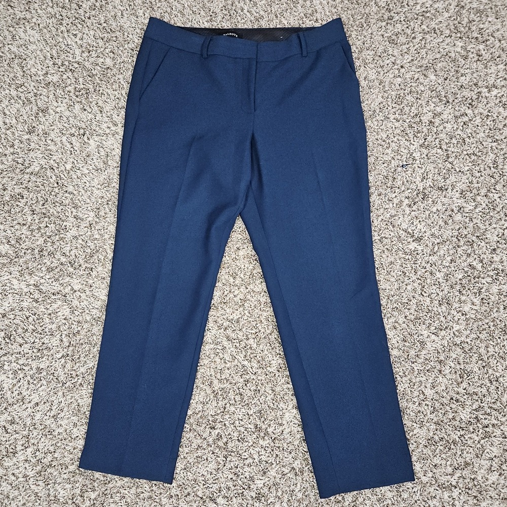 Talbots Hampshire Ankle Pants Navy Size 14 Minimalist Office Core Corpcore Chic - Picture 2 of 13